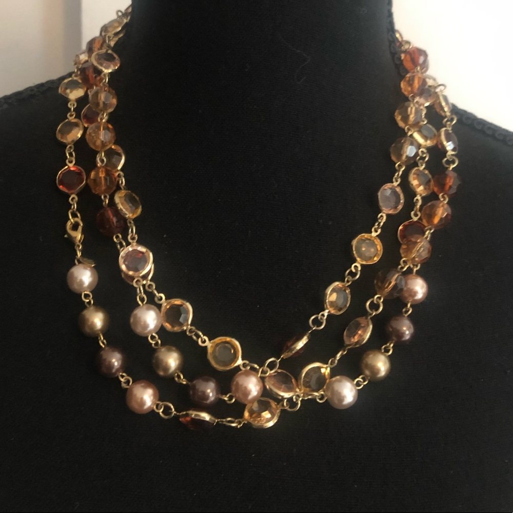 Long Amber Stone Statement Necklace - image 3